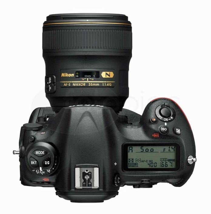 Nikon D5 digitális professzionális DSLR fényképezőgép felülről